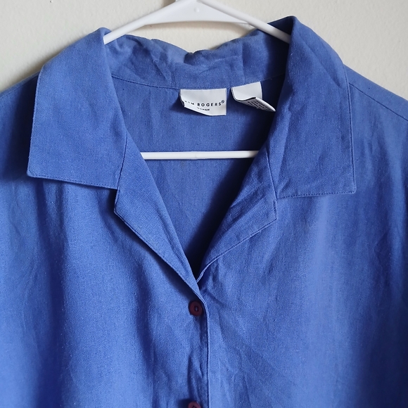  Kim Rogers Linen Blend Embroidered Floral Shirt Size 1X - Picture 3 of 9